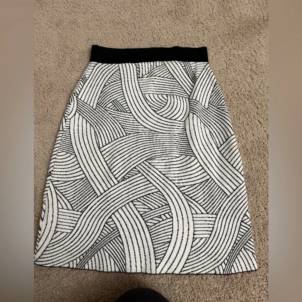 Anthropologie Maeve Jovana Sweater Pencil Skirt Black & White  Medium Geometric